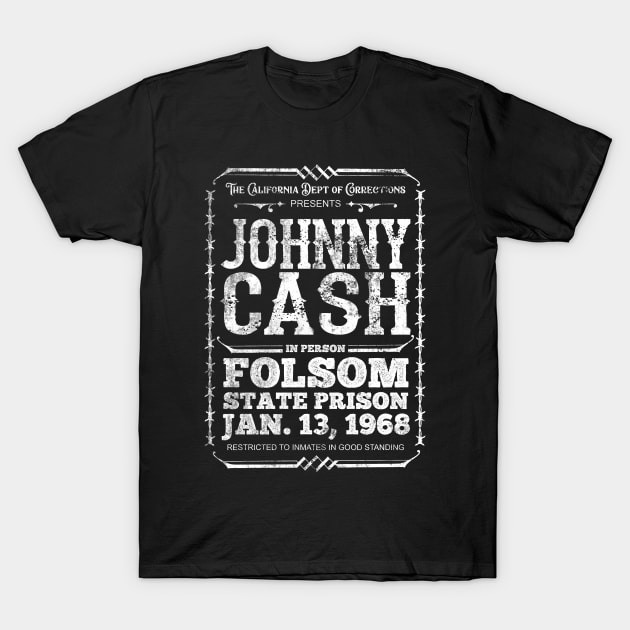 Cash at Folsom Prison, distressed T-Shirt by woodsman